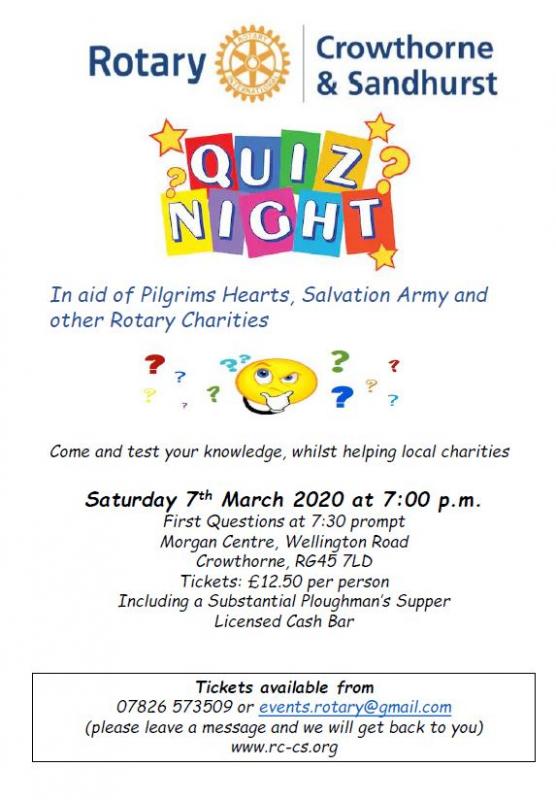 Quiz Night Rotary Club of Crowthorne, Sandhurst & Bracknell